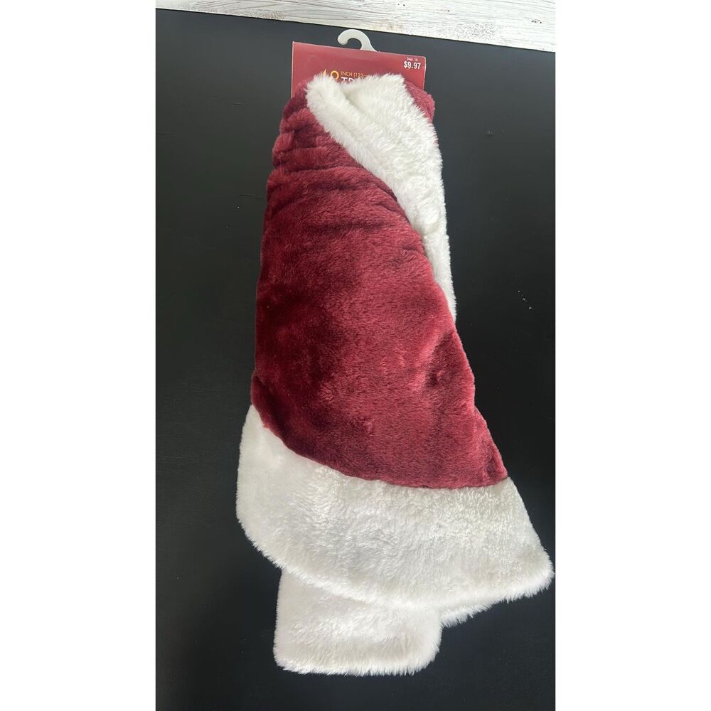Christmas Tree Skirt for Christmas Tree New Red and White 48 inch